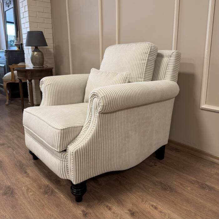 Bernard Berjer Çizgili Kadife Bej - 5