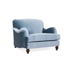 Hanel Mobilya - ENGLİSH ARM BERJER Düz Mavi Kadife Tekli Koltuk