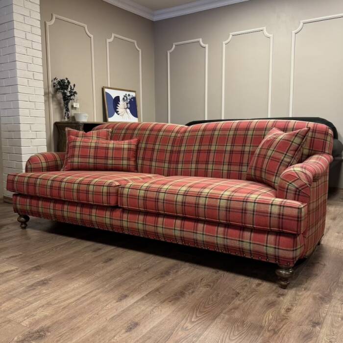 English Arm Kanepe Ekose Kırmızı  - 2