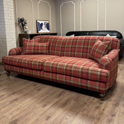 English Arm Kanepe Ekose Kırmızı  - 5