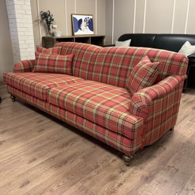 English Arm Kanepe Ekose Kırmızı  - 6