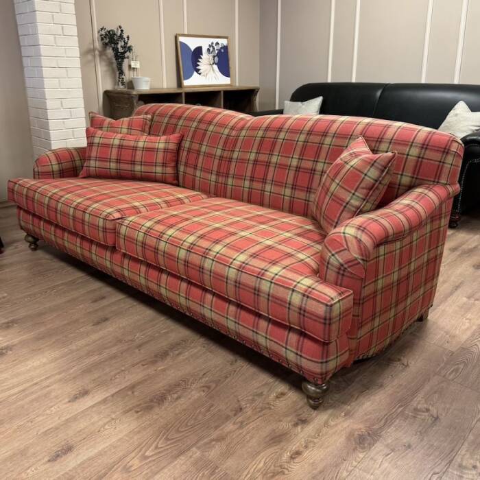 English Arm Kanepe Ekose Kırmızı  - 6