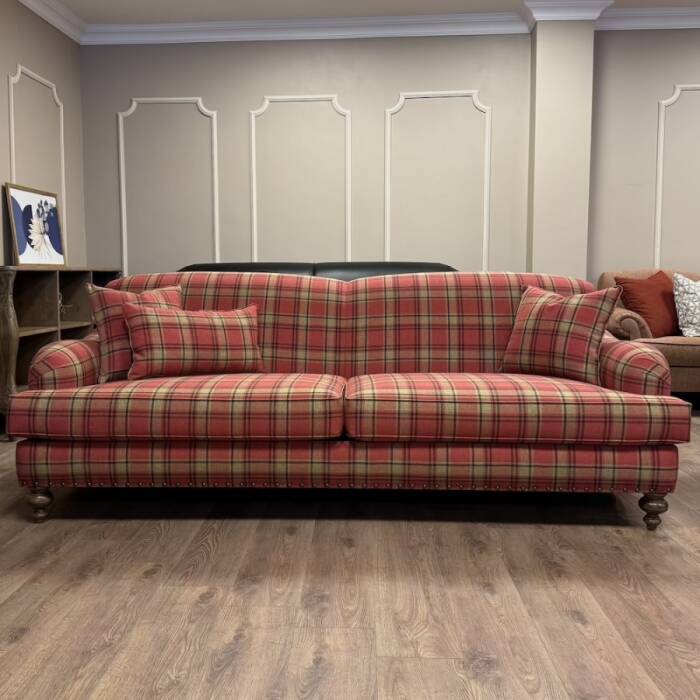 English Arm Kanepe Ekose Kırmızı  - 4