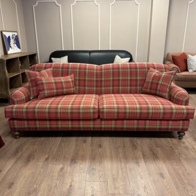 English Arm Kanepe Ekose Kırmızı  - 7