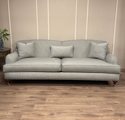 English Arm Kanepe Gri Keten Kumaş - 3