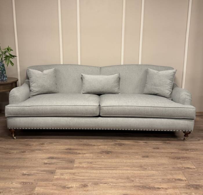 English Arm Kanepe Gri Keten Kumaş - 3