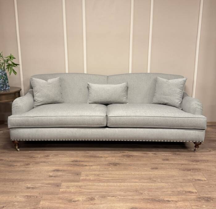 English Arm Kanepe Gri Keten Kumaş - 5