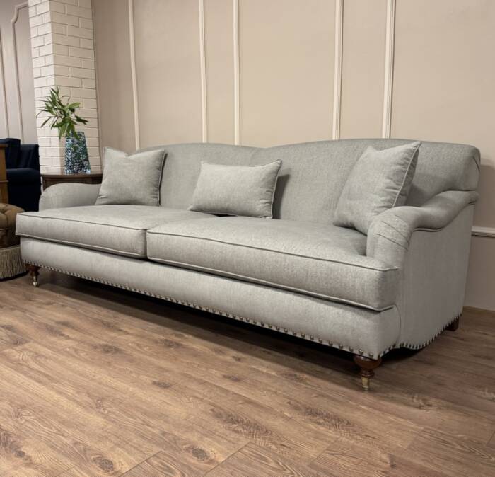 English Arm Kanepe Gri Keten Kumaş - 2