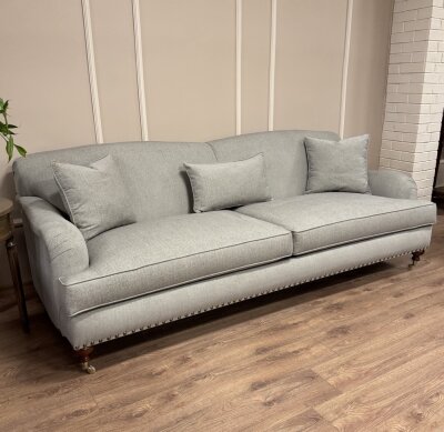 English Arm Kanepe Gri Keten Kumaş - 4