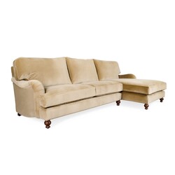 Hanel Mobilya - ENGLİSH ARM KÖŞE KOLTUK Minderli Kadife Bej Kanepe