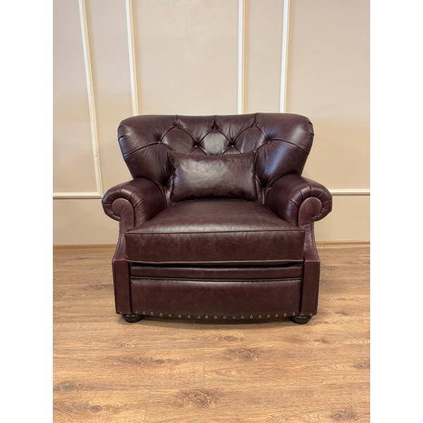 King Hakiki Deri Berjer Bordo - 1