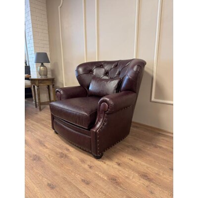 King Hakiki Deri Berjer Bordo - 3