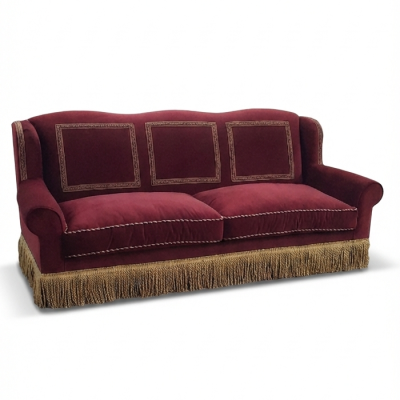 Klasik Saçaklı Kanepe İki Minderli Kırmızı