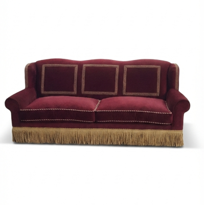 Klasik Saçaklı Kanepe İki Minderli Kırmızı - 2