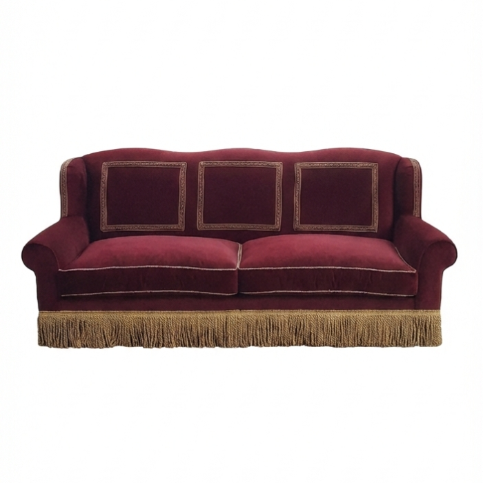 Klasik Saçaklı Kanepe İki Minderli Kırmızı - 3