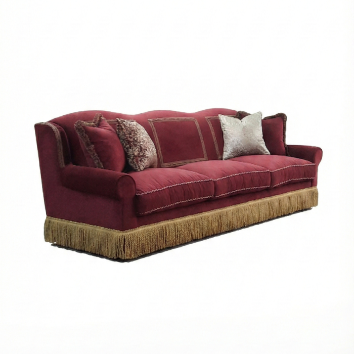 Klasik Saçaklı Kanepe Üç Minderli Kırmızı - 2