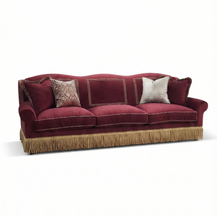 Klasik Saçaklı Kanepe Üç Minderli Kırmızı - 3