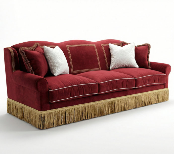 Klasik Saçaklı Kanepe Üç Minderli Kırmızı - 1