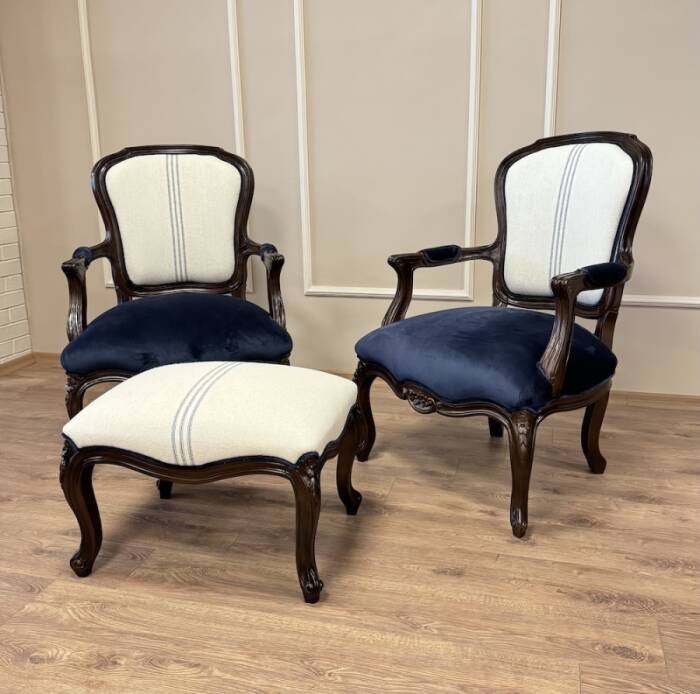 Lisa Berjer 3'lü Set ( 2 adet Berjer ve puf) - 1