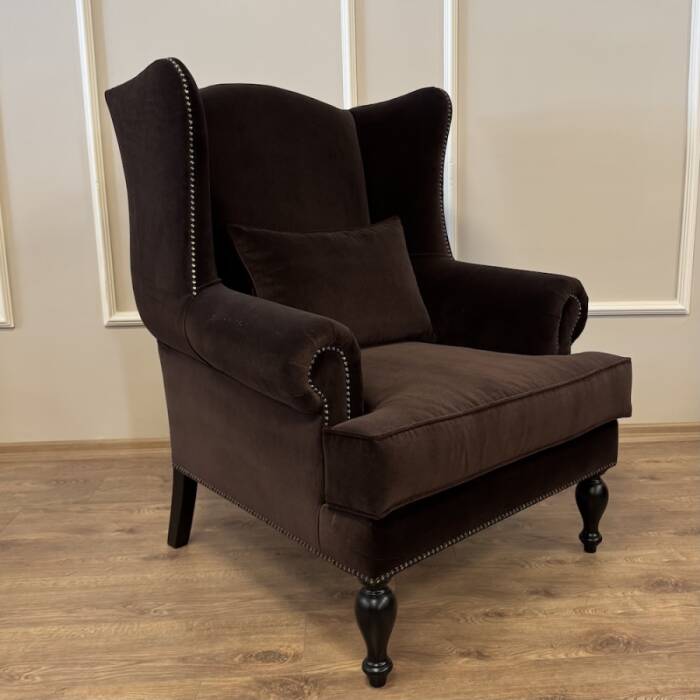 Roll Kulaklı Berjer Kahverengi kadife - 4