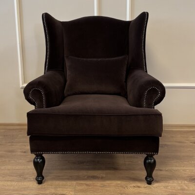 Roll Kulaklı Berjer Kahverengi kadife - 5