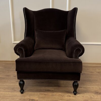 Roll Kulaklı Berjer Kahverengi kadife - 2