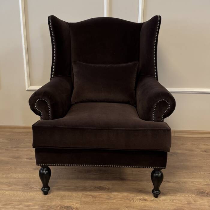 Roll Kulaklı Berjer Kahverengi kadife - 2