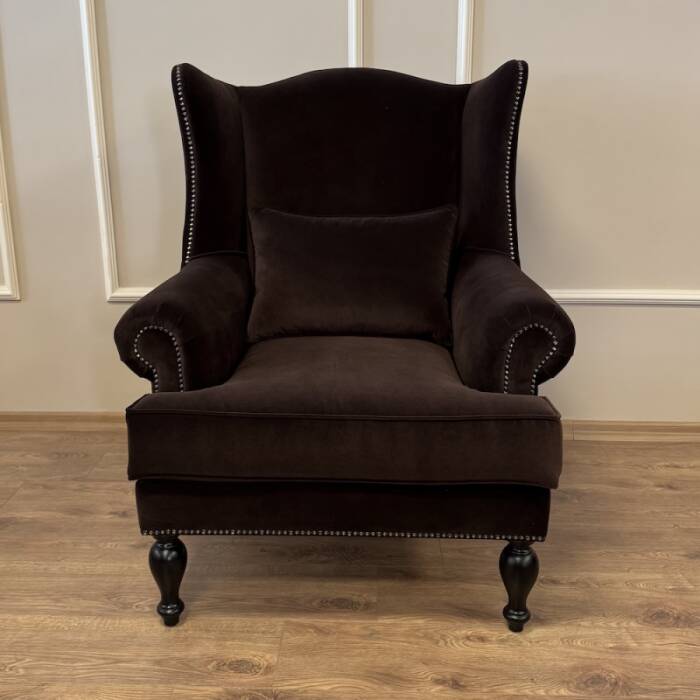 Roll Kulaklı Berjer Kahverengi kadife - 7