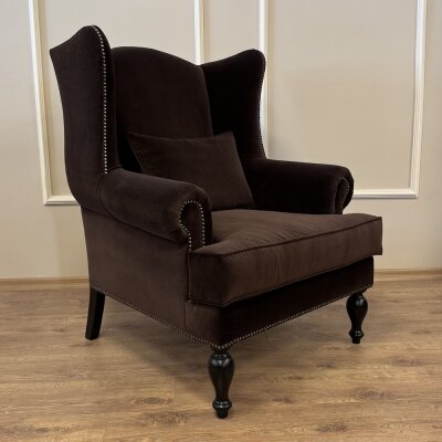 Roll Kulaklı Berjer Kahverengi kadife - 6