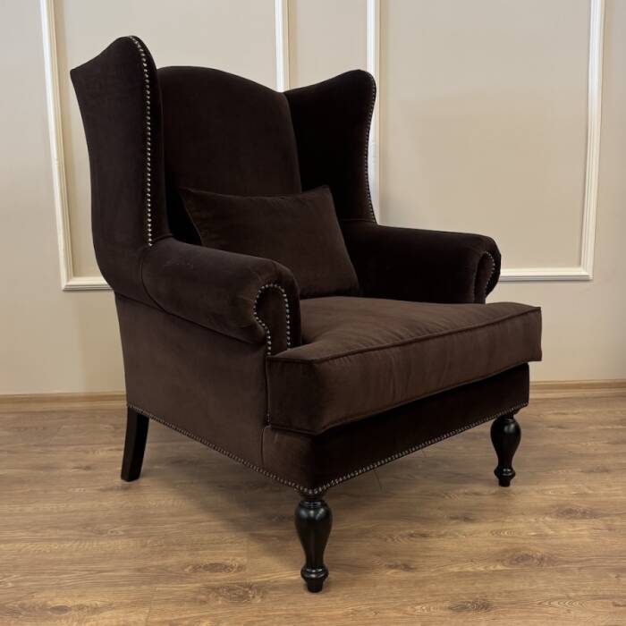 Roll Kulaklı Berjer Kahverengi kadife - 6