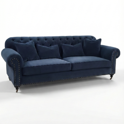 Rona Kanepe Kapitoneli Lacivert Kadife - 2