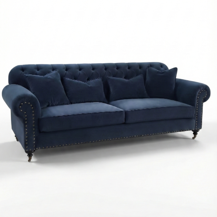 Rona Kanepe Kapitoneli Lacivert Kadife - 2