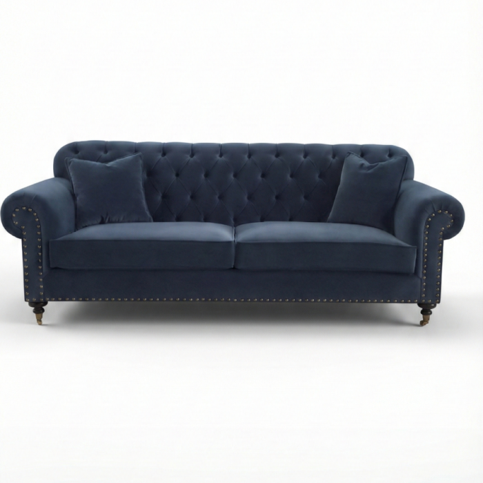 Rona Kanepe Kapitoneli Lacivert Kadife - 5