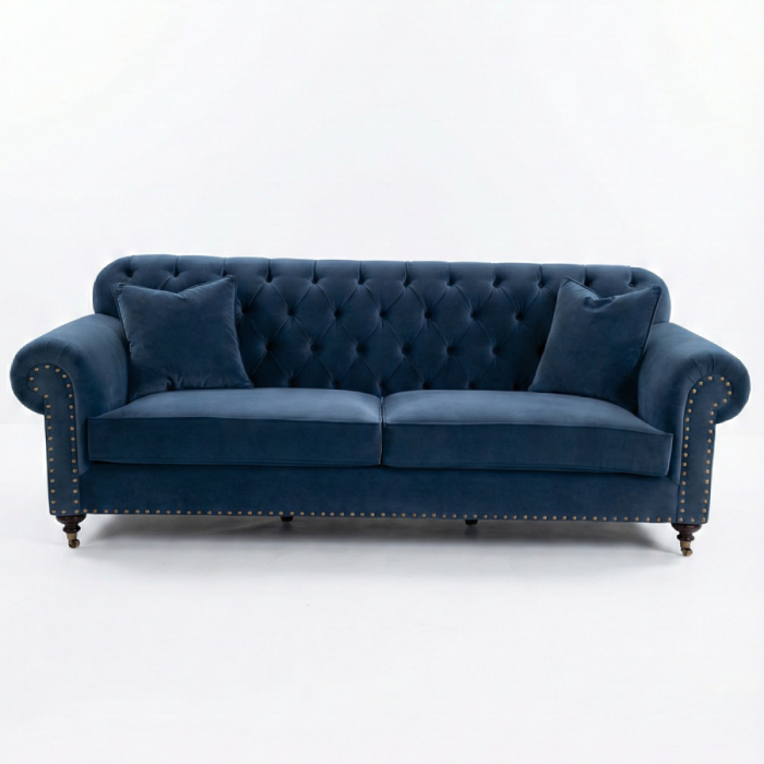 Rona Kanepe Kapitoneli Lacivert Kadife - 6