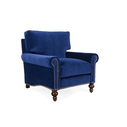 Hanel Mobilya - WORTH Chester Berjer Tekli Koltuk Lacivert Kadife